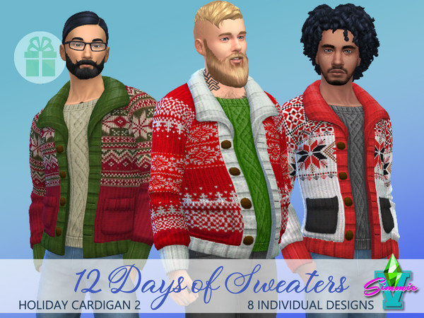 Sims 4 — SimmieV Holiday Cardigan 2 by SimmieV — A set of 8 bulky double layered sweaters with cardigans featuring