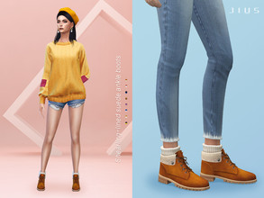 Sims 4 — Jius-Shearling-lined suede ankle boots by Jius — -Shearling-lined suede ankle boots -8 colors -Everyday/Career
