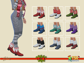 Sims 4 — Holiday Wonderland - Christmas boots female YA by Birba32 — Boots for female from teen to elder with Christmas