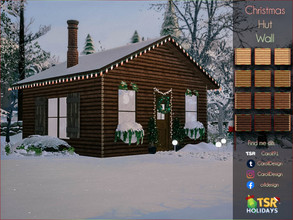 Sims 4 — Holiday Wonderland  Christmas Hut Wall by Caroll912 — A 12-swatch (4 recolours with side log panelling for each