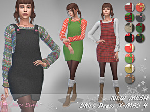 Sims 4 — Skirt Dress X-MAS 4 - NEW MESH by Jaru_Sims — New Mesh HQ mod compatible All LODs 12 swatches Teen to elder