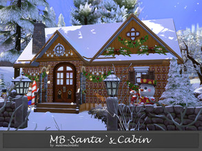 Sims 4 — MB-Santa`s_Cabin by matomibotaki — Santa feels at home here. Cozy little cabin with an open kitchen, dining- and