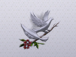 Sims 4 — All Is Calm Doves Of Peace by seimar8 — Doves of Peace deco wall Art. Hand Painted with winter red flowers, a