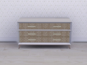 Sims 4 — All Is Calm Dresser by seimar8 — A white sheen dresser, inset with an iron wrought design, finished with a gold