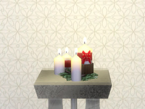 Sims 4 — All Is Calm Pine Candles by seimar8 — Pine candles, all spruced up with cones, pine and a red bow. Part of my