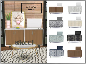 Sims 4 — Old Skool Stereo Console by Chicklet — Part of the Old Skool sitting room. This set blends a mixture of old