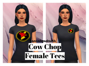 Sims 4 — Cow Chop Basic Tees [SET] by hannahgaskarth2 — A set of Cow Chop tees in both genders. Four tees in female, two