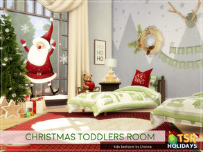 Sims 4 — Holiday Wonderland - Christmas Toddlers Room by Lhonna — Comfort, toddlers bedroom with Christmas decorations.
