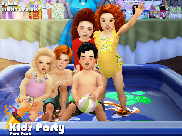 Sims 4 — Kids party (Pose pack) by Beto_ae0 — Funny poses of children in the pool, hope you like them To use the poses