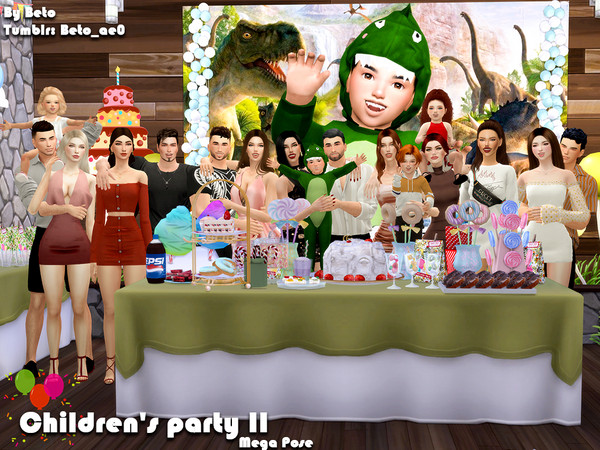 Sims 4 — Children's party II (Mega pose) by Beto_ae0 — A super group pose, I hope you like it To use the poses you need