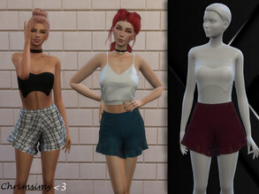 Sims 4 — Ruffle Shorts with Pockets by chrimsimy — -female shorts -15 swatches -custom thumbnail -all LODs -hq compatible