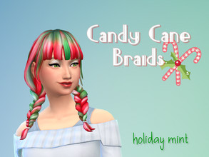 Sims 4 — Candy Cane Braids by JujuAwesomeBeans — Get in the festive spirit with these these candy cane inspired hair