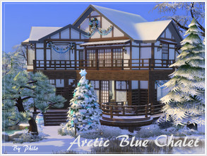 Sims 4 — Arctic Blue Chalet by philo — Built on a 20x20 lot, this chalet has something hippieish with its soft and