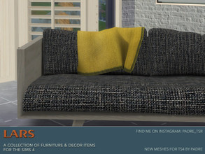 Sims 4 — Lars Living Room - Loveseat Throw by Padre — Specifically made to hang on the back of the Lars Loveseat. New