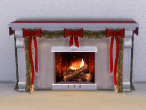 Sims 4 — Home For The Holidays Fireplace by seimar8 — A traditional fireplace all trimmed up with tinsel and lights to