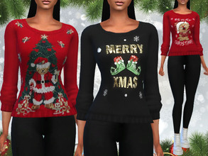 Sims 4 — Female Xmas Pullovers by saliwa — Female Xmas Pullovers 3 new design for holiday season &#9829;