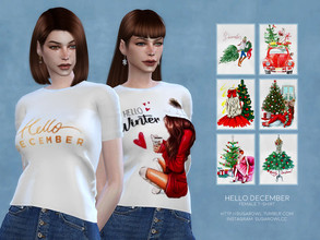 Sims 4 — Hello December female t-shirt by sugar_owl — - new mesh - base game compatible - all LODs - 25 swatches - HQ