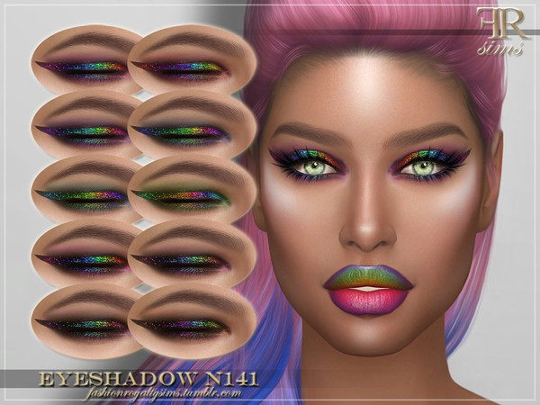 Sims 4 — Eyeshadow N141 by FashionRoyaltySims — Standalone Custom thumbnail 10 color options HQ texture Compatible with