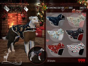 Sims 4 — DSF CHRISTMAS COAT FOR LARGE DOGS by DanSimsFantasy — Coat for tall dogs. His patterns are mainly Christmas, he