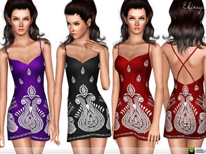 Sims 3 — Embroidered Velvet Dress by ekinege — Luxe velvet mini dress featuring beautiful embroidery detailing accented.