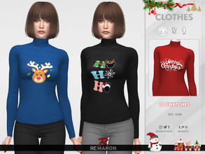 Sims 4 — Christmas Sweater For Women 01 by remaron — -10 Swatches available -Custom CAS thumbnail -Base Game compatible.