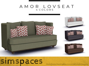 Sims 4 — Amor Loveseat by simspaces — Part of the Amor set, the Amor Loveseat comes in 4 colors. Great for any room where