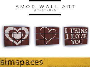Sims 4 — Amor Wall Art by simspaces — Part of the Amor set, the Amor Wall Art comes in 3 textures. These are large prints