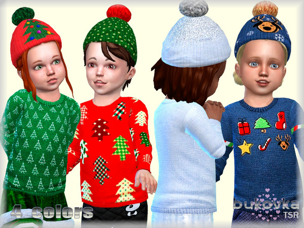Sims 4 — Hat Christmas by bukovka — Hat for babies of both sexes. Installed autonomously, suitable for the base game.