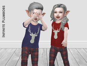 Sims 4 — IP Toddler Christmas Sleepwear Top by InfinitePlumbobs — - Toddler Christmas Sleepwear Top with Reindeer Design