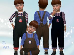 Sims 4 — WinterbabeZ. 16 Outfit by Zuckerschnute20 — A comfortable overall with sweater for little boys and girls,