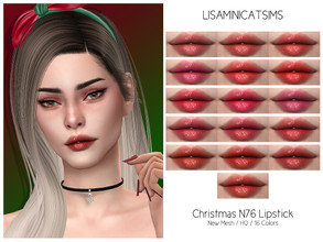 Sims 4 — LMCS Christmas N76 Lipstick (HQ) by Lisaminicatsims — -Christmas Special -New Mesh -HQ Compatible -16 Swatches