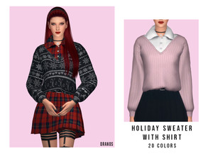 Sims 4 — Holiday Sweater With Shirt by OranosTR — - New Mesh - 20 Colors - HQ mode compatible - Specular & Shadow map