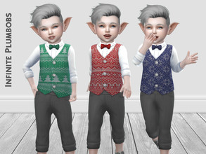 Sims 4 — IP Toddler Christmas Waistcoat - SEASONS by InfinitePlumbobs — - Toddler Christmas Themed Waistcoat - 6 Swatches