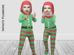 Sims 4 — IP Toddler Christmas Elf Onesie by InfinitePlumbobs — - Toddlers Elf Onesie - 1 Swatch - Suitable for Male and