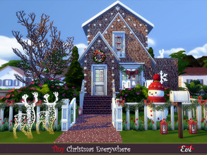 Sims 4 — Christmas everywhere by evi — A tiny two floor, one bedroom house,and it is all decorated for Christmas Eve.