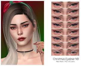 Sims 4 — LMCS Christmas Eyeliner N9 (HQ) by Lisaminicatsims — -Christmas Special -New Mesh -HQ Compatible -8 Swatches