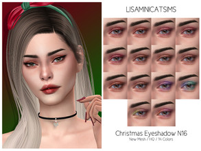 Sims 4 — LMCS Christmas Eyeshadow N16 (HQ) by Lisaminicatsims — -Christmas Special -New Mesh -14 swatches -All Skin 