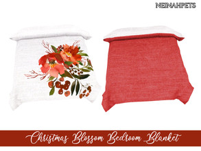 Sims 4 — Christmas Blossom Bedroom - Blanket {Mesh Required} by neinahpets — A comfortable double bed blanket featuring a