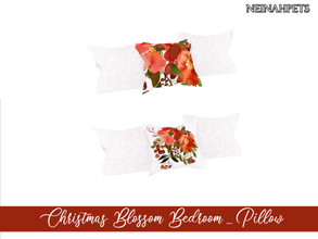 Sims 4 — Christmas Blossom Bedroom - Pillow {Mesh Required} by neinahpets — A plush set of white pillows accented by a