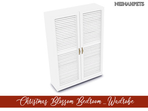 Sims 4 — Christmas Blossom Bedroom - Wardrobe {Mesh Required} by neinahpets — A large white wooden wardrobe with golden
