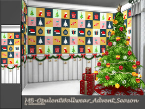Sims 4 — MB-OpulentWallwear_Advent_Season by matomibotaki — MB-OpulentWallwear_Advent_Season, cute Christmas wallpaper