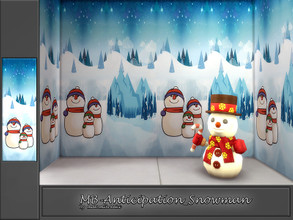 Sims 4 — MB-Anticipation_Snowman by matomibotaki — MB-Anticipation_Snowman, wintry kids wallpaper with little snowmen and