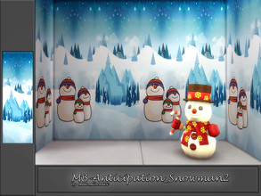 Sims 4 — MB-Anticipation_Snowman2 by matomibotaki — MB-Anticipation_Snowman2, wintry kids wallpaper with snowy evening
