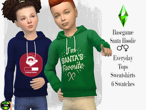 Sims 4 — Santa Hoodie by Pelineldis — A hoodie for cool kids with Santa quotes. Comes in 6 different designs.
