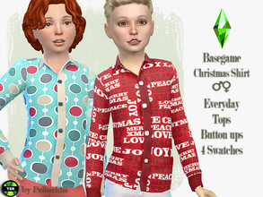 Sims 4 — Christmas Shirt by Pelineldis — A Christmas shirt for boys and girls. Comes in four different designs.