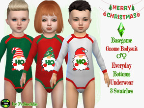 Sims 4 — Christmas Gnomes Bodysuit by Pelineldis — A funny Christmas gnomes bodysuit for toddlers. Comes in three