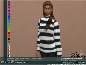 Sims 4 — Winter Wonderland Sweater by Silerna — Knitted turtleneck sweater for female sims. In 20 colors and patterns.