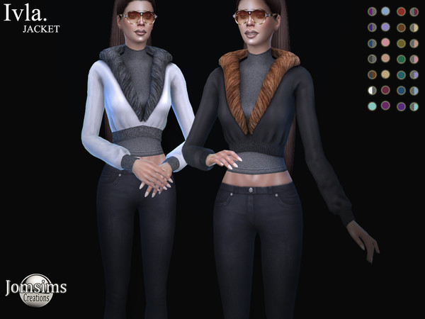 Sims 4 — Ivla little jacket by jomsims — Ivla little jacket For her in 18 Shades. small wool turtleneck with small