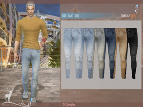 Sims 4 — DSF PANT CIEL by DanSimsFantasy — Slim-fit trousers in denim fabric. It has 25 samples.