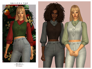 Sims 4 — Brianna Top by -Merci- — New clothing for Sims4! -For female, teen-elder. -All LODs. -No allow for random. Have